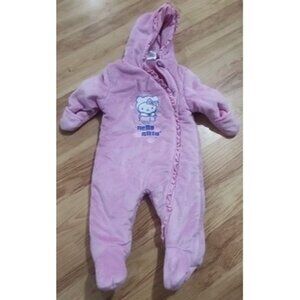 Baby Girl Hello Kitty SnowSuit Size 6-9 Months, pink soft insulated zip & hood
